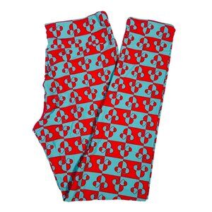 LuLaRoe Minnie Mouse Disney Mickey Pink Blue Puzzle Pieces Leggings One Size OS